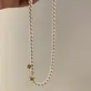 Pingente de Letra Colar de Pérolas Shijia Feminino Sensação de Alto Padrão Elegante Luxo Leve Estrela Dourada Escovada Corrente com Fecho Magnético
