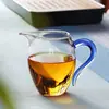 Copo de escritório estilo simples com alça colorida, bocal para despejar convenientemente, copo de vidro borossilicato alto, atacado