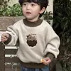 Sudadera unisex de estilo coreano para bebé y niño pequeño, otoño/invierno, versátil, corte holgado, de forro polar, cuello semi-alto, con lindos diseños de dibujos animados para abrigar y un look estiloso