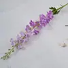Flor Artificial Jacinto Delfínio 2 Hastes Longas Flor Artificial Corredor de Casamento Decoração de Sala de Estar Flor de Seda Violeta Única