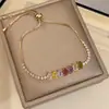 Pulseira Oval Zircônia Colorida Pop Rocks Arco-Íris Estilo Doce Suave Joia Feminina de Luxo de Alta Qualidade