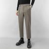 Pantalones de traje pequeños de lana estilo coreano para hombre otoño e invierno engrosados rectos con caída pantalones casuales de lana para hombre pantalones de traje cepillados para hombre