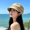 Sombrero de Equitación de Algodón y Lino Retro Japonés para Mujer, Nuevo Estilo Primavera y Verano, Boina Artística, Sombrilla, Gorra de Periodista Adelgazante
