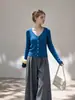 Nueva colección de primavera y otoño: elegante cárdigan de punto para mujer, combinado con una camisola y un cubre de protección solar ligero, estilo 10255