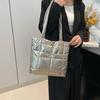 Jaqueta acolchoada de algodão brilhante, bolsa de ombro para todas as mulheres, inverno 2024, nova moda, bolsa tote de grande capacidade, bolsa de transporte, bolsa de axila