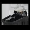 Zapatos Mary Jane con Hebilla de Perla 2024 Verano Nuevo Suela Gruesa Tacón Ancho Estilo Academia Británica Zapatos de Cuero Pequeños para Mujer