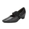 Sapatos Mary Jane para aumentar a altura de pessoas baixas sapatilhas femininas novo estilo verão temperamento tira elástica cruzada bico fino sapatos de salto único femininos