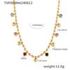 Pulsera Clavícula de Cuentas Redondas de Vidrio de Colores Transfronteriza Europea y Americana Estilo Nicho Ins Acero de Titanio Fino Chapado en Oro Verdadero de 18k traje