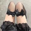 Meias longas de renda sexy de seda preta feminina com laço, leggings finas na coxa JK, vendas diretas da fábrica