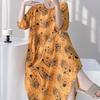 Camisón de algodón suelto con estampado floral, pijama informal para el hogar, ropa exterior de primavera y verano, vestido para el hogar