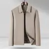Chaqueta de Hombre para Primavera y Otoño con Cuello Ejecutivo, Cremallera, Casual de Negocios, Color Sólido, Chaqueta de Moda