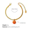 Moda Europea y Americana Colorido Colgante Redondo con 26 Letras Inglesas, Pulsera de Cadena Hueso de Serpiente Plana, Joyería de Nicho Chapada en Oro de 18 Quilates