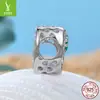 Colgante de plata doble cara playa de verano con cuentas plata s925 pulsera DIY cuentas estilo oceánico palmera accesorios de joyería
