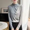 Camiseta Base Fina de Cuello Alto para Mujer Otoño Invierno 2026 Nueva Elegante Blanca de Manga Larga