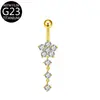 Anillo de Ombligo de Titanio F136 Flor Incrustada con Circonita Anillo de Ombligo G23 Joyería para Piercings Venta al por Mayor Transfronteriza Europea y Americana