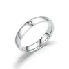 Anillo de titanio y acero con diamante que no se decolora para mujer, se puede grabar con láser, anillo liso y pulido, anillo simple para pareja, acero inoxidable