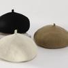 Boina de lana estilo coreano otoño e invierno sombrero nuevo para niños sombrero de pintor de color sólido sombrero de hongo de estilo japonés combinable sombrero octogonal