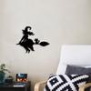 Decoración de Pared Popular de Hierro Transfronteriza: Silueta de Bruja Montando una Mopa, Decoración de Pared para Sala de Estar del Hogar