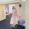 Vestido de tirantes con degradado estilo francés para mujer, nuevo estilo de vacaciones de verano en la playa, vestido largo holgado de gasa, vestido de playa