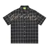 Camisa de Cuadros Suelta de Manga Corta Estilo Verano para Hombre Marca Japonesa de Moda Bordado Artístico de Letras Camisa Casual de Manga Media