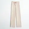 Pantalones de pierna ancha hasta el suelo con siping cintura alta cintura elástica pantalones casuales pantalones de pierna ancha altos ropa de otoño e invierno para mujer pantalones hasta el suelo