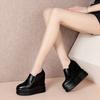 Zapatos para Aumentar la Altura Temporada de Primavera para Mujer, Zapatos Deportivos Casuales Negros, Tacones de Cuña Altos, Zapatos de Salón