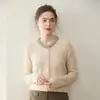 Suéter de Cachemira Nuevo para Mujer Otoño e Invierno Cárdigan Tejido Estilo Perezoso Retro Prenda Exterior Superior Con Pedrería Cuello Redondo