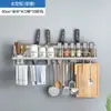 Estante de Almacenamiento Multifuncional de Cocina Montado en Pared Portacuchillos Estante para Tapas de Ollas Estante para Condimentos Suministros Multifuncionales para el Hogar