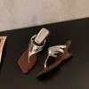 Chanclas de Cuña con Diseño de Nicho Estilo Francés para Mujer, Nuevo Modelo Verano 2026, Sandalias Plateadas de Tacón Alto para Uso en Exteriores
