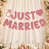 Amazon justmarried letra brilhante casamento colorido banner de guirlanda de aniversário adereços de atmosfera