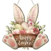 Transfronterizo 2025 Producto Nuevo Creativo Flores de Primavera Fiesta del Conejo Señal de Bienvenida para Puerta Principal Placa de Madera de Pascua
