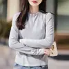 Camiseta de Manga Larga con Media Cremallera y Cuello Alto Estilo Deportivo para Mujer 2026 Primavera Nueva Ajustada Secado Rápido Top para Correr y Entrenamiento