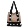 Bolsa de Punto Perezoso Estilo Coreano Transfronteriza, Bolsa Floral Estilo Mori, Bolsa Tejida Versátil Suave y Dulce, Bolsa de Gran Capacidad para Viajar