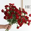 Flores falsas para bodas al por mayor 6 camelias rojas decoración para el hogar Super decoración flores de seda artificial adornos para sala de estar