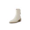 Elegantes y Versátiles de Cuero Completo por Dentro y por Fuera, Delicada Punta Puntiaguda Boca en V Otoño e Invierno 2023 Nuevo Estilo Tacón Medio Grueso Piel de Vaca Moda Botines Cortos para Mujer