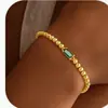 Amazon Comércio Exterior Pulseira de Pedra de Nascimento de Dezembro com Zircônia Simples e Estilosa Joia de Contas Redondas Douradas para Mulheres 2025
