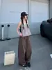 Top Babydoll con Volantes Dulces y Picantes, Camisola Floral Versátil de Corte A + Pantalones Cargo Paracaídas Oversize con Protección Solar