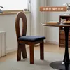 Mesa de Comedor y Sillas Vintage Estilo Francés Wabi-Sabi, Sillas de Comedor de Madera Maciza para Comedor del Hogar, Silla con Respaldo de Sirena en Forma de Llave, Taburete de Maquillaje