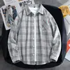 Camisa a Cuadros de Primavera y Otoño para Hombre, Chaqueta Holgada para Adolescentes, Camisa de Manga Larga Oversize y Elegante, Top Engrosado