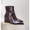 Atuendos de Otoño e Invierno para Chicas Atrevidas: Botas de Otoño e Invierno, Botas de Moda con un Toque de Lujo, Botines de Tacón Alto Estilo Europeo y Americano, Cuñas con Cremallera Trasera
