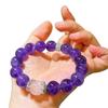 Pulsera de Amatista Púrpura Real Natural de Grano Grande de 12 mm con Contraste de Cristal Rosa y Sentido del Diseño de Boutique