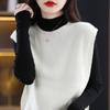 Jersey de Punto sin Mangas con Cuello Redondo para Mujer, Chaleco, Top Corto Exterior Holgado Casual con Abertura, Suéter de Punto