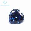 Fábrica de atacado em forma de coração safira azul zircão pedra nua sintético fundo pontiagudo em forma de amor safira azul cor pedra branca DIY CZ broca