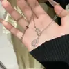 Colar de Cabide com Pedra Roxa Estilo Chinês Novo, Cravejado com Diamantes Vazados para Mulheres, Design de Nicho de Luxo Leve, Corrente de Clavícula Fresca e Minimalista