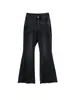 Calça Jeans Flare Slim Fit Feminina para Baixinhas, 26 Outono Novo Estilo, Algodão Drapeado Slim Fit Stretch Calça Longa de Cor Escura
