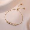 Pulsera para Mujer, Chapada en Oro Real con Diamantes, Pulsera de Moda Ajustable Estilo Coreano, Diseño Sencillo de Moda para Mejores Amigas