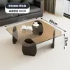 Mesa de Centro de Luxo Leve Italiana com Ondas d'Água Tampo de Vidro Temperado Design Quadrado Casa Sala de Estar Apartamento Pequeno Simples