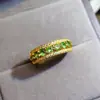 Atacado de Fábrica Popular Anel de Tsavorita Natural Prata S925 Cravejado com Pedra Principal 3*3 Fábrica de Joias de Luxo Venda Direta