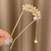 Horquilla de Aleación para Mujer Nueva Primavera 2025 Nuevo Estilo Chino Horquilla en Forma de U con Perla Antigua Accesorio para el Cabello Diario