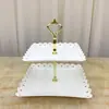 Plato de Frutas de Tres Niveles Plástico Estilo Europeo Pequeño Sala de Estar Hogareño Plato de Exhibición de Dulces y Bocadillos Bandeja para Pasteles Estante para Bocadillos Otros